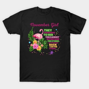 November girl They whispered to her you cannot withstand the storm she whispered back i am the storm T-Shirt